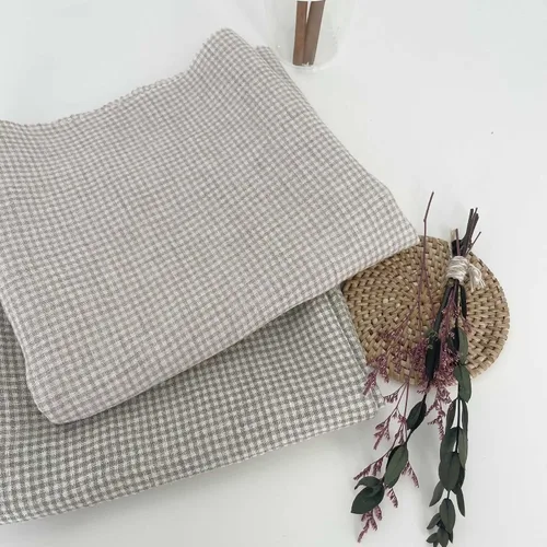Miniatura 3 de Tela de lino Seersucker Gingham Check 7328 7329 Beige