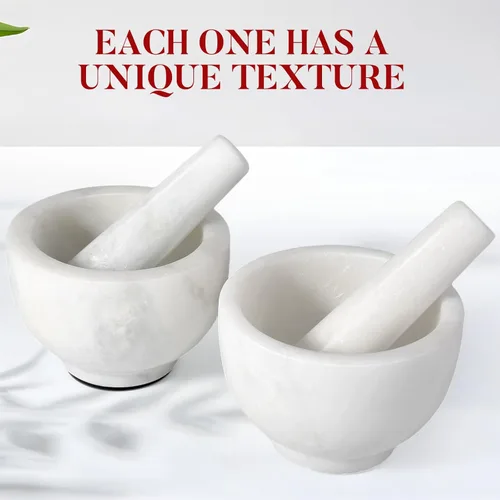 Miniatura 8 de Koville Juego de mortero y mortero de mármol, tazón de molinillo de 5 a 1.5 tazas para guacamole, salsa, trituradora de píldoras, especias, hierbas