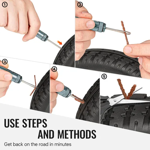 Miniatura 6 de BWSHLF Kit de reparación de neumáticos de bicicleta sin cámara para bicicletas de montaña y bicicletas de carretera, kit de tapones de neumáticos