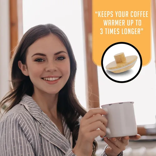 Miniatura 6 de HEXNUB - Tapa de retención de calor de bambú para cafetera Chemex Accesorio para jarra para cafeteras Bodum y Cosori, mantiene el café caliente