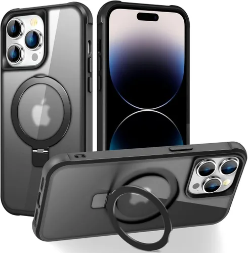 Miniatura 95 de CHAOFEnG Funda magnética compatible con iPhone 11 con soporte, prueba de caídas de grado militar, compatible con imán, anillo translúcido, parte
