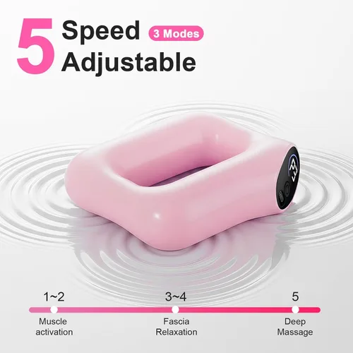 Miniatura 2 de Masajeador de anillo de fascia para grasa del vientre, masajeador ergonómico con cinturón, masajeador muscular de tejido profundo, 3 modos y 5 Rosa