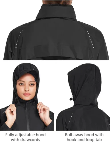 Miniatura 5 de Baleaf - Chaquetas impermeables para mujer, cortavientos reflectantes, plegables, ligeras, para correr, ciclismo, con capucha