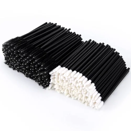 Miniatura 10 de Tbestmax 200 carretes desechables para rímel y cepillos de labios, aplicador de brillo de labios para extensiones de pestañas de cejas, kits de Negro