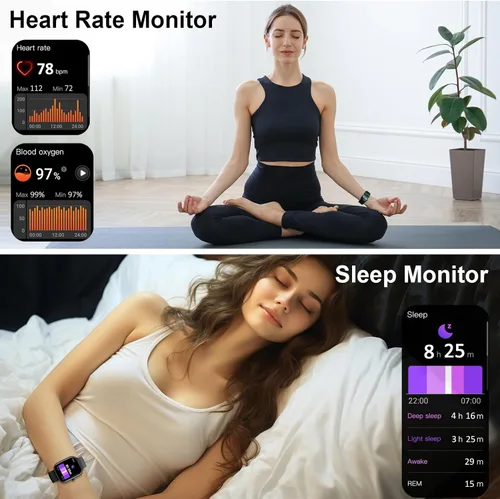 Miniatura 5 de Reloj inteligente para hombres y mujeres (respuesta/hacer llamadas), reloj inteligente HD de 1.96 pulgadas, rastreador de actividad con más de 110