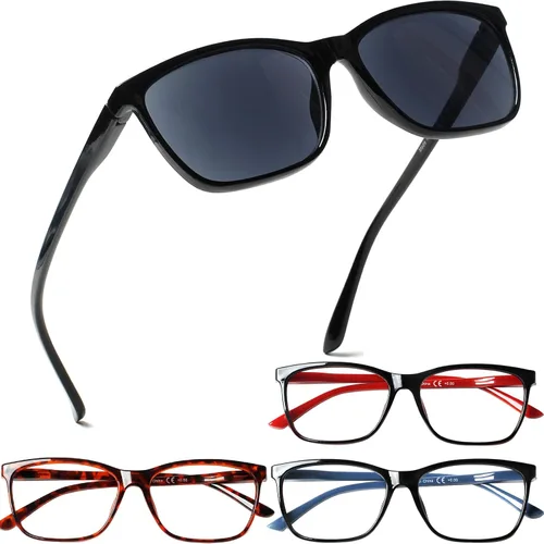 Miniatura 14 de Henotin Paquete de 4 lentes de lectura para mujer, bloqueo de luz azul, bisagra de resorte, lentes de lectura antifatiga ocular para computadora