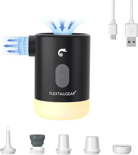 Miniatura 10 de FLEXTAILGEAR Bomba de aire de 4.5 kPa para inflables, bomba de aire portátil con luz LED, batería recargable de 3600 mAh, bomba de inflador