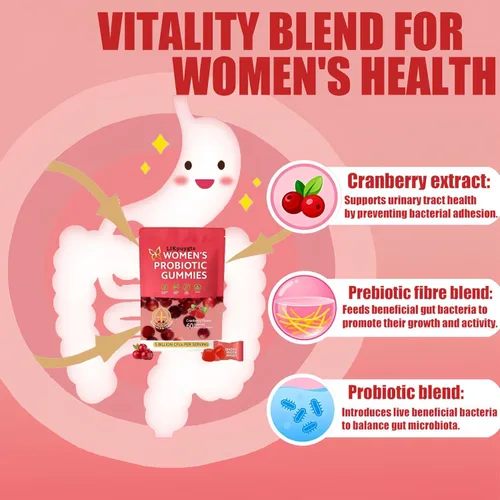 Miniatura 5 de Suplementos nutricionales prebióticos Gomitas probióticas para mujeres y mujeres, probióticos exclusivos con pH equilibrado, control de sabores