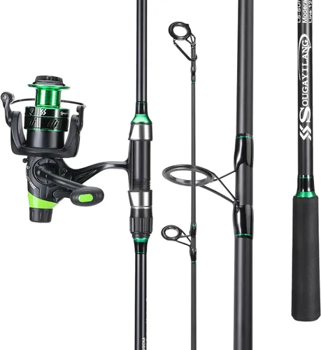 Miniatura 3 de Sougayilang Combo de caña de pescar Surf IM8 de carbono, 3 piezas de caña giratoria de viaje con carrete giratorio de tamaño 4000