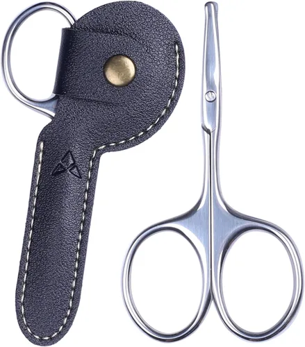 YOUYISI Tijeras de pelo de nariz de 3.75 pulgadas, tijeras de bigote facial pequeñas de punta redonda para recortar hombres