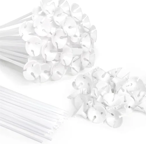 Miniatura 14 de PP OPOUNT 320 piezas de varillas para globos, varillas de globos de plástico de 12.6 pulgadas, soportes para globos para aniversario, boda, Blanco