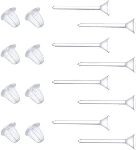Aretes transparentes para el trabajo, 300 pares de aretes transparentes y parte trasera de aretes, cabeza de copa de 0.118 pulgadas 0.118 in cabeza