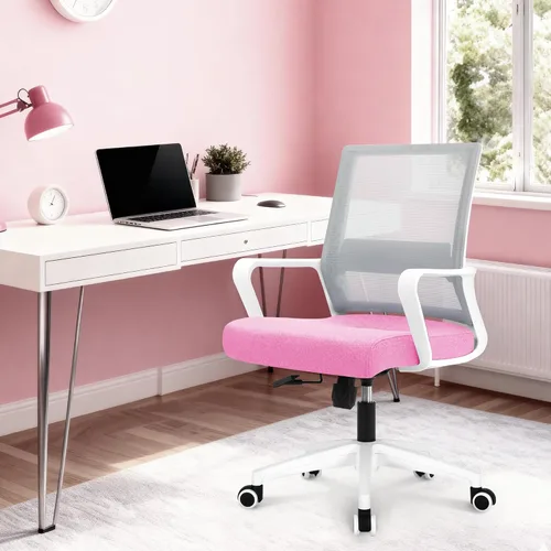 Miniatura 7 de NEO CHAIR Silla de escritorio de oficina para videojuegos, silla ergonómica de malla con respaldo medio con ruedas rodantes, soporte lumbar, cómoda