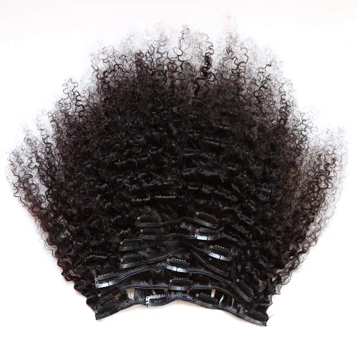 Miniatura 3 de Extensiones de cabello humano rizado con clip, brasileño, virgen, afroamericano, 4B 4C, natural, para mujeres negras (10 pulgadas, 3B 3C)