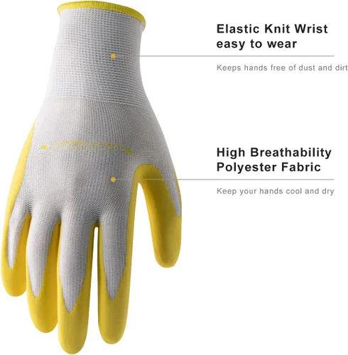 Miniatura 2 de HANDLANDY HLDD Gardening Gloves for Women, Womens Work Gloves with Foam Nitrile Coating, 6&3 Pairs Garden Glove DIY 3 pares