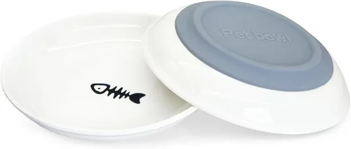 Miniatura 8 de Fhiny Juego de 2 cuencos de comida para gatos, platos de cerámica de 6 pulgadas con parte inferior de silicona, juego de platos para gatos