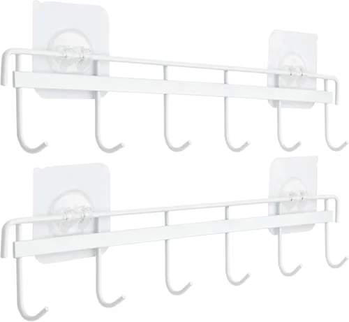 YiZhi Ganchos adhesivos de pared para riel de cocina, soporte para utensilios de ahorro de espacio, sin perforación, colgador de accesorios para