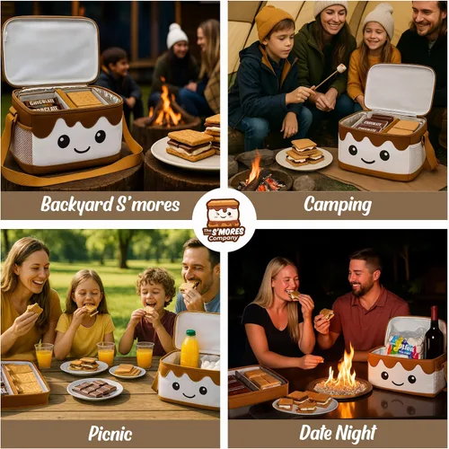 Miniatura 6 de THE S'MORES COMPANY - Organizador de S'mores con bandeja, kit de caja de aperitivos S'mores para suministros de S'mores, accesorios de camping