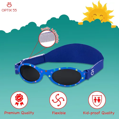 Miniatura 3 de Optix 55 Gafas de sol para bebé con correa Gafas de sol para bebés, niños y niñas de 0 a 12 meses edad 3, UV 400