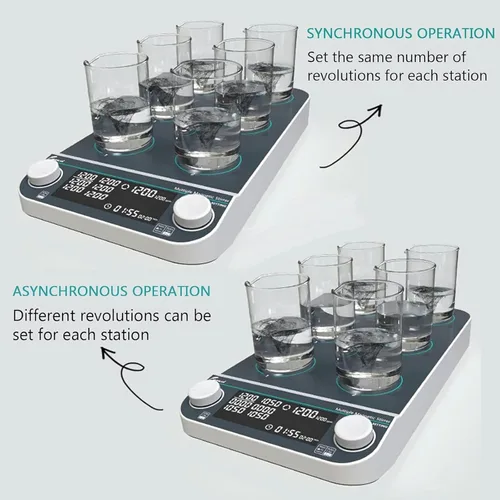 Miniatura 2 de Multi-Position Magnetic Stirrer, Laboratory Magnetic Mixer, Synchronizable & Asynchronous Run, Strong Magnetic Force, Rotating Speed/Timing(Mms4)