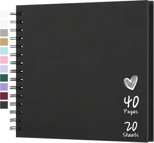 Álbum de recortes de 8 x 8 pulgadas, álbum de recortes DIY de tapa dura de papel kraft, álbumes de fotos, 40 páginas, perfecto para fotos de 4 x 6 /