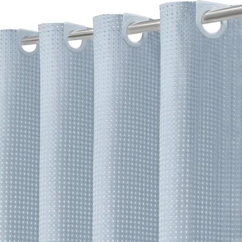 Miniatura 18 de Inhousolu - Cortina de ducha de tejido gofre sin gancho con forro de tela extraíble a presión para baño, dobladillo pesado resistente de 230 GSM