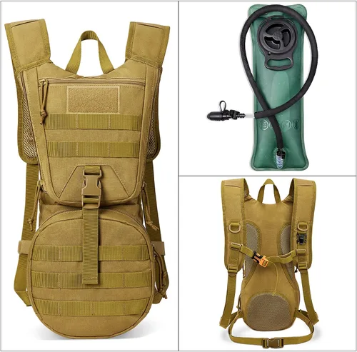 Miniatura 7 de G4Free Mochila de hidratación táctica militar con vejiga mejorada de 3L para senderismo, correr, ciclismo Canela