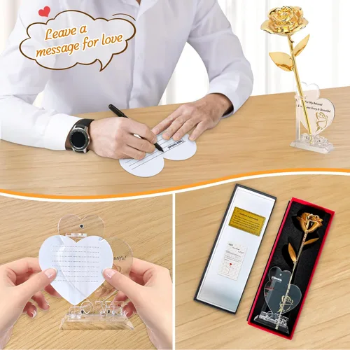 Miniatura 5 de Sinvitron Rosa bañada en oro de 24 quilates de oro real, rosas doradas únicas bañadas a mano, regalos románticos para mujeres en cumpleaños, Dorado