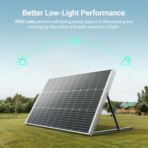 Miniatura 5 de HQST Panel solar bifacial de 100 W, 12 V, alta eficiencia de hasta un 25 % con tecnología de células PERC, impermeable IP68 para un mejor