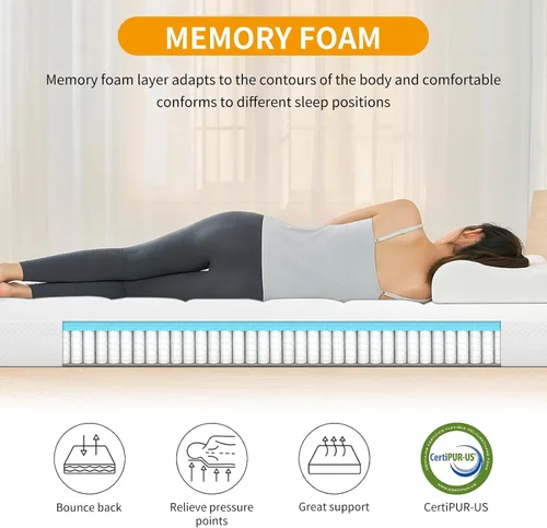 Miniatura 6 de Colchón de espuma viscoelástica de gel de 5 pulgadas, colchón de firmeza media individual XL en una caja para niños y adultos, certificado