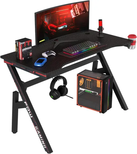 Miniatura 19 de BestOffice Escritorio para juegos de 35 pulgadas, escritorio para computadora de PC, estación de trabajo en forma de Z, mesa de trabajo ergonómica
