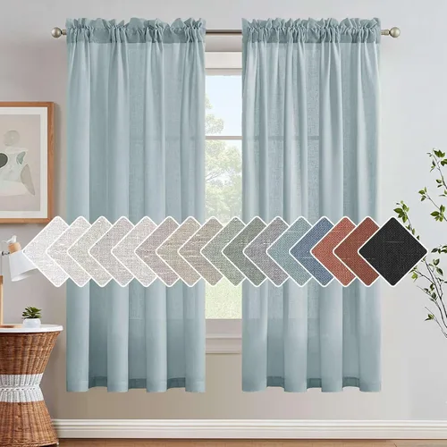 Miniatura 28 de H.VERSAILTEX Cortinas de Lino con Textura Filtradoras de Luz para Tratamiento de Ventanas de Sala de Estar, Cortinas Naturales Duraderas