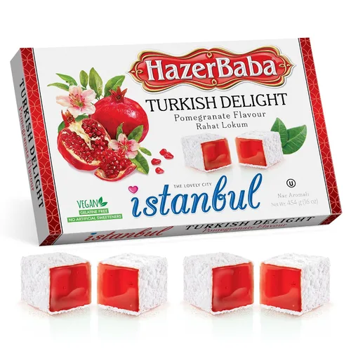 Miniatura 11 de Hazer Baba - Caramelos turcos, sabor a granada y zereshk, 16 onzas (paquete de 1), caja de aperitivos gourmet, aperitivo tradicional, vegano, lokum