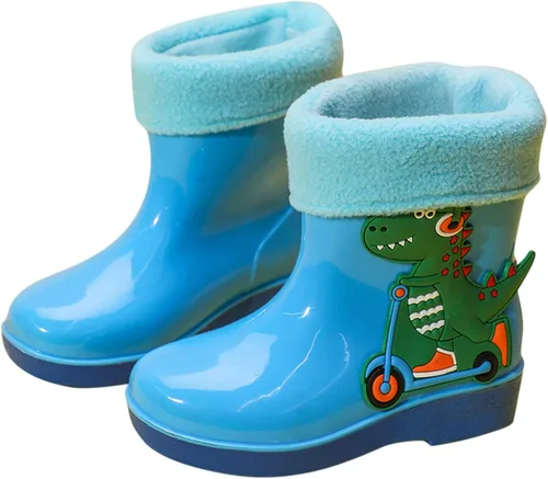 Miniatura 2 de Newborn Rain Boots Toddler Booties Warm Water Shoes Baby Girls Boys Waterproof Non-Slip Cartoon Dinosaur Footwear