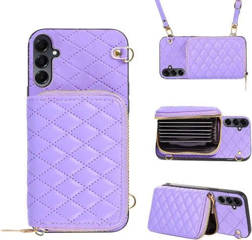Miniatura 24 de Funda cartera desmontable con correa cruzada para Samsung Galaxy S20 FE 5G 6.5 pulgadas con cremallera, múltiples ranuras para tarjetas, soporte