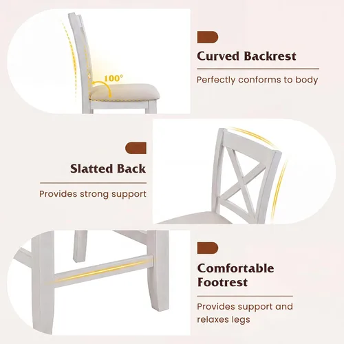 Miniatura 6 de Giantex 24" Bar Stools Set of 2, Farmhouse Counter Height Barstools w/Footrest, Cross Back, Comfortable Linen Cushion, Upholstered Wood Bar Chairs