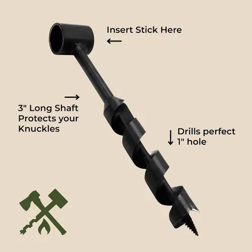 Miniatura 3 de Bushcraft Survival Barrena de Ojo Escocés de 1 Pulgada Broca Manual de Barrena para Madera para Acampar y Construcción de Refugios Herramientas