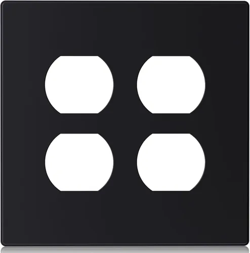Miniatura 20 de ELEGRP Placas de pared dúplex sin tornillos de 2 segmentos, cubierta frontal termoplástica irrompible de tamaño mediano para toma de corriente Mate