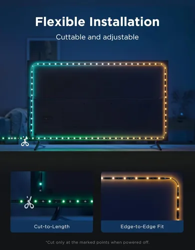 Miniatura 5 de Govee - Retroiluminación LED para TV 2, luces de TV cortables de 14.4 pies para televisores de 32 a 70 pulgadas, tiras de luces LED RGBWIC