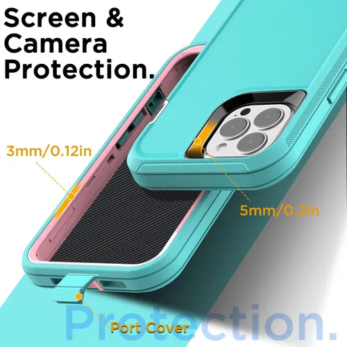 Miniatura 7 de AICase Funda para iPhone 14 Pro Max (6.7") con Protector de Pantalla de Vidrio, Protección contra Caídas de Servicio Pesado, Cuerpo Completo