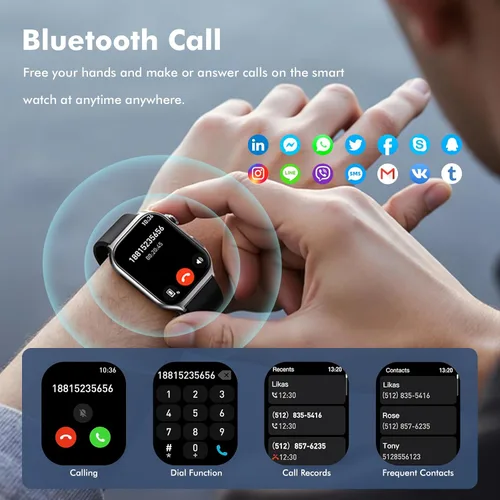 Miniatura 2 de YMS Reloj inteligente Android para mujer, llamada Bluetooth, compatible con Android e iOS, pantalla HD de 2.0 pulgadas, rastreador de frecuencia