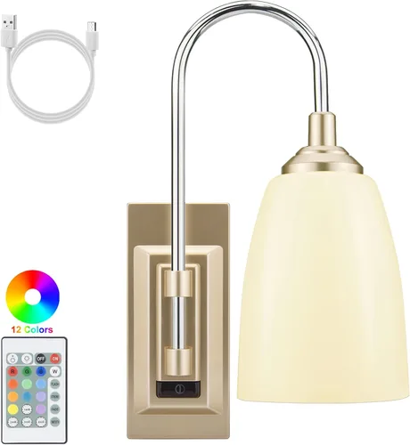 LUXSWAY Aplique de pared, 12 colores cambiantes, lámpara de pared sobre la cama, luz montada en la pared para pasillo, dormitorio, decoración del
