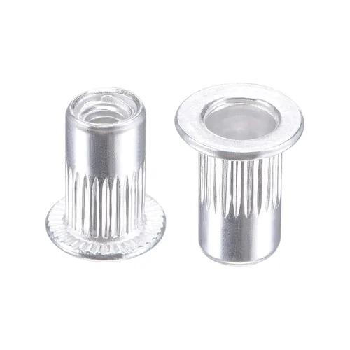 uxcell Tuercas de remache M3 aleación de aluminio moleteado cabeza plana roscada tuerca de inserción plateada 50pcs