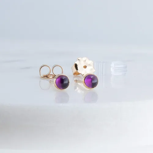 Miniatura 4 de Juego de aretes pequeños de oro con bisel, bola para cartílago, tragus, hélice, múltiples joyas hipoalergénicas de piedra natal para mujer