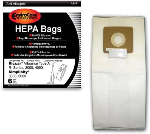 EnviroCare Bolsas de polvo de repuesto para aspiradora con filtración HEPA hechas para adaptarse a Riccar Vibrance Tipo A Serie R, 2000, 4000,