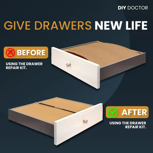 Miniatura 4 de DIY Doctor Kit de reparación de cajones (paquete de 4) – Arregla la parte inferior de los cajones caídos fácilmente – Refuerza los cajones