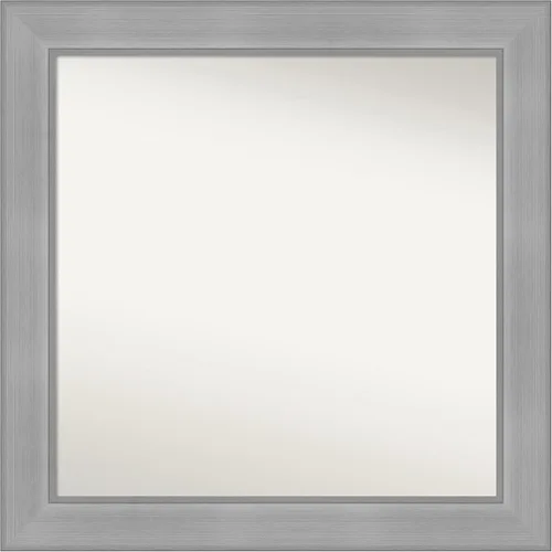 Miniatura 337 de Amanti Art Espejo de baño plateado para sobre el fregadero, 24 x 24 pulgadas, espejo cuadrado de peltre forjado a medida, marco de madera casual
