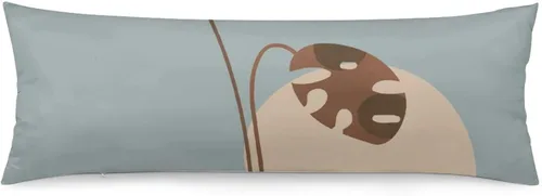 Miniatura 14 de Funda de almohada corporal, estilo bohemio, abstracto, con hojas de Monstera tropicales, para cama, tamaño grande, suave, estilo mediados de siglo