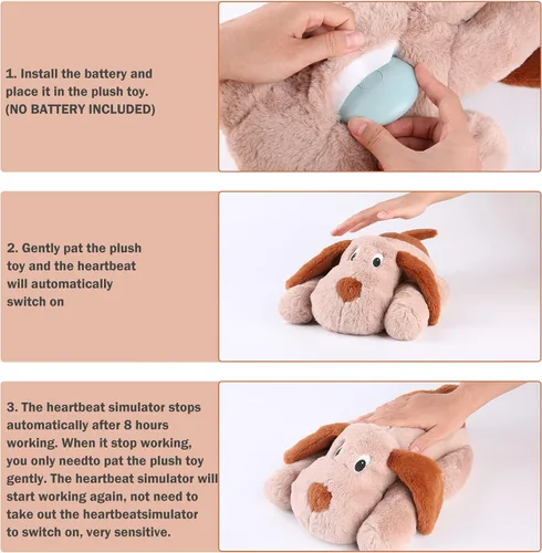 Miniatura 7 de WEOK Juguete de latido del corazón para cachorro, juguete para aliviar la ansiedad por separación, juguete para cachorros con latido del corazón