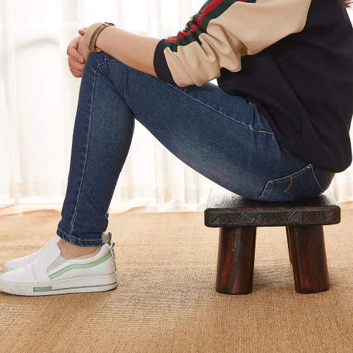 Miniatura 5 de Taburete de madera, taburete rectangular para mesita de noche, escalera para cocina y baño, taburete reposapiés debajo del escritorio, súper